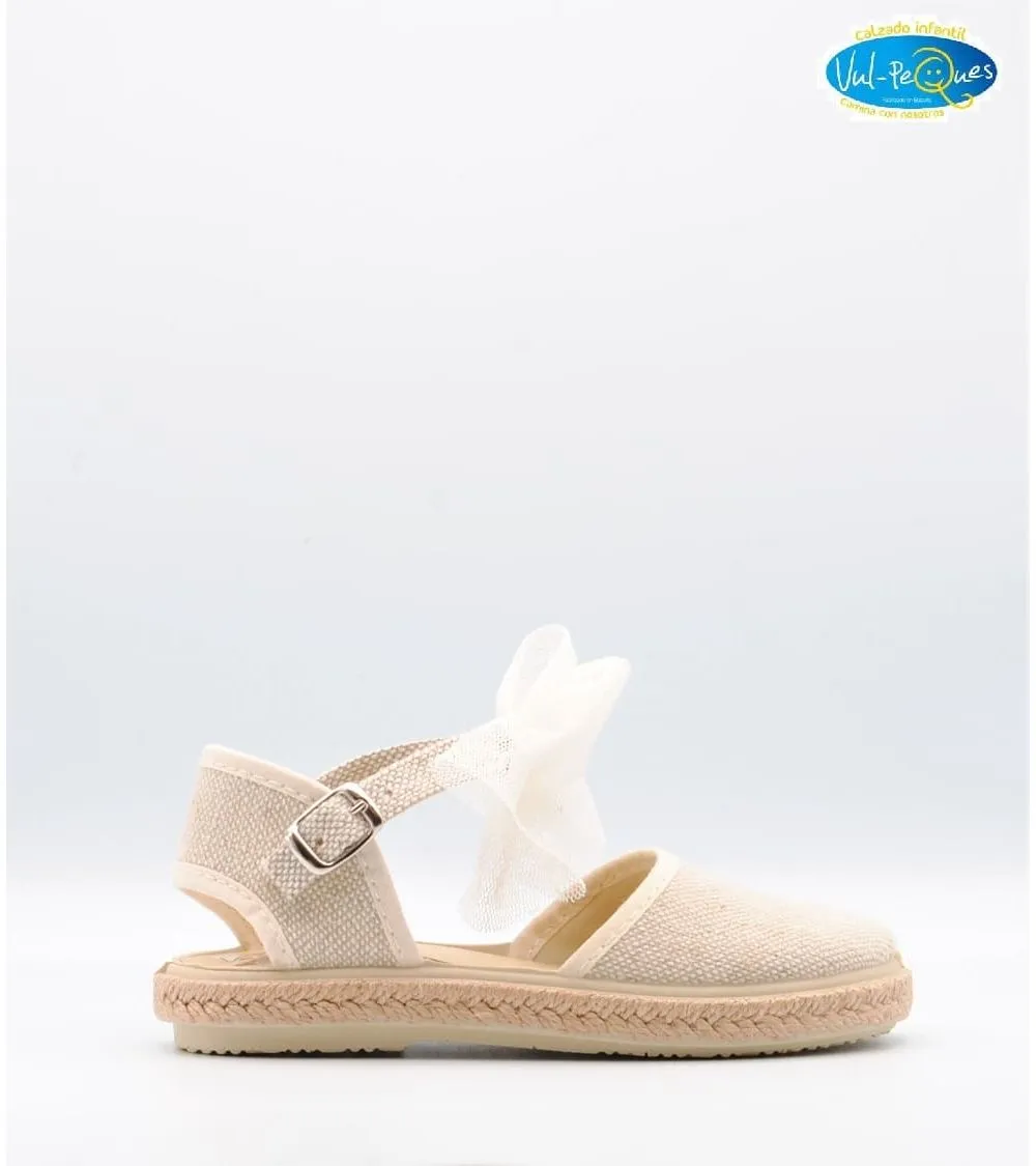 ALPARGATA NIÑA VULPEQUES LAZO PLUMETI BEIGE