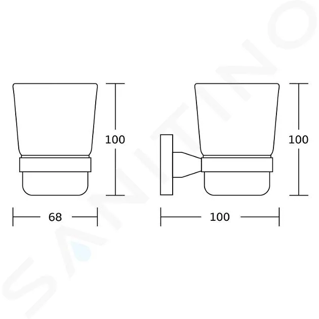 Aqualine Samba - Vaso con soporte, cromo/vidrio opalino SB104