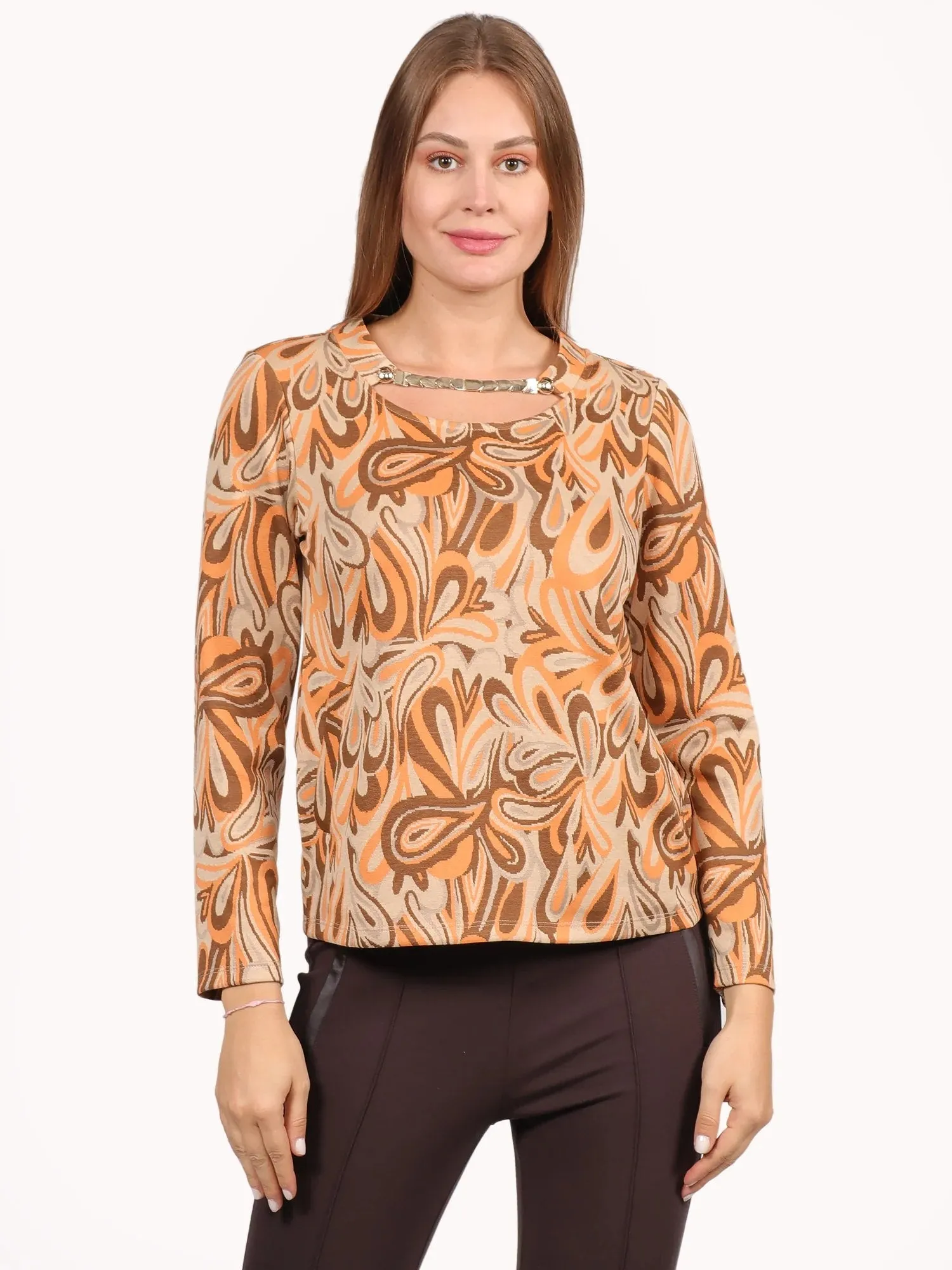Blusa con Cuello Redondo para Mujer Duplan 71743