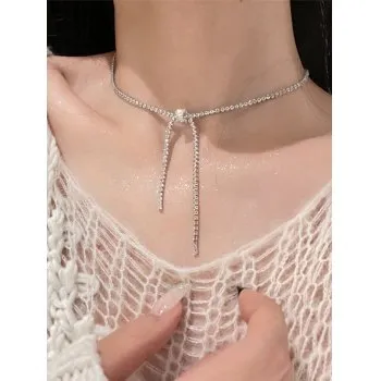 Collar de cadena de diamantes de imitación ajustable