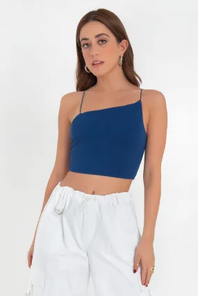 Crop top tirantes escote diagonal