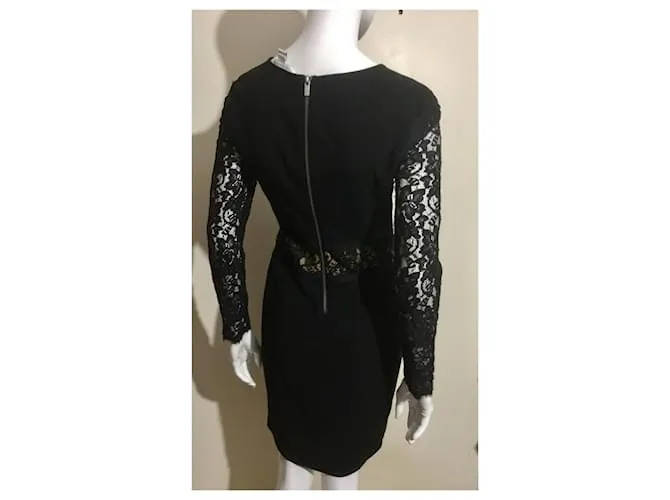 Diane Von Furstenberg Vestido de encaje de DvF India Negro Carne 