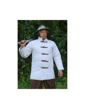 Gambesón blanco ajustable con hebillas