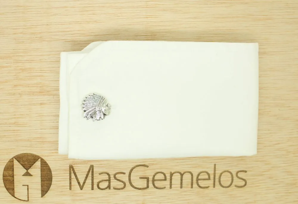 Gemelos para camisa American Indian Chief Plata de ley 925 PREMIUM