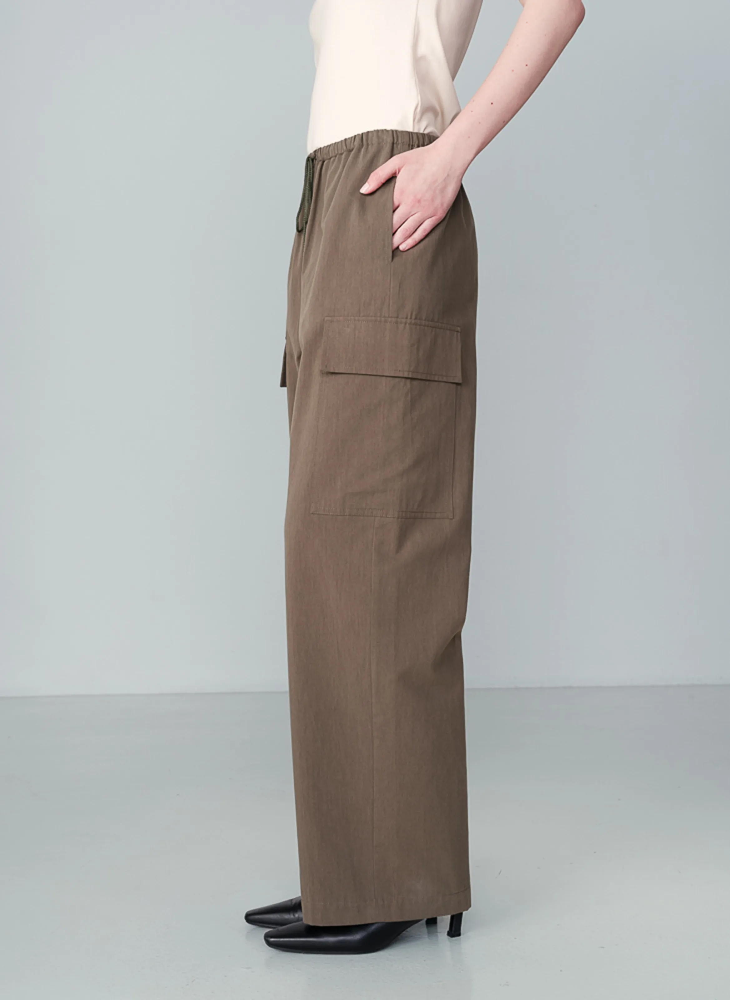GRACE ET MILA NOW - Pantalón cargo de mezcla de algodón en caqui