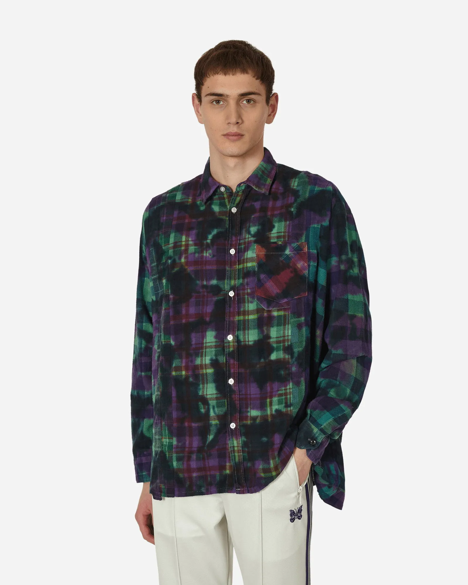 Needles 7 Cuts Wide Uneven Dye Flannel Shirt
