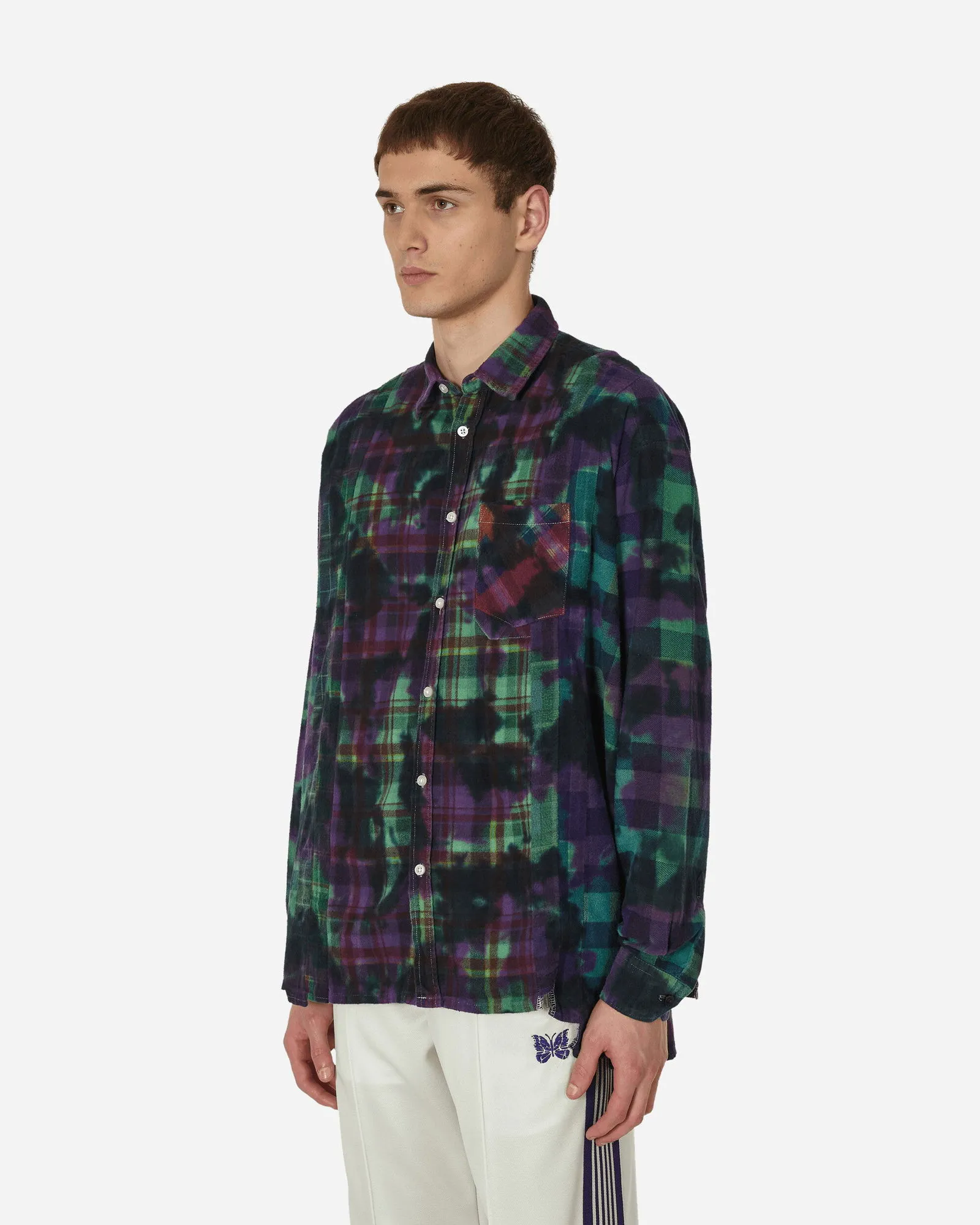 Needles 7 Cuts Wide Uneven Dye Flannel Shirt