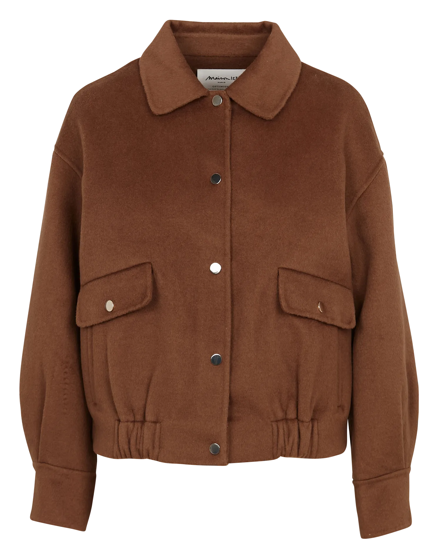 ODILON - Chaqueta de mezcla de lana con cuello clásico en beige