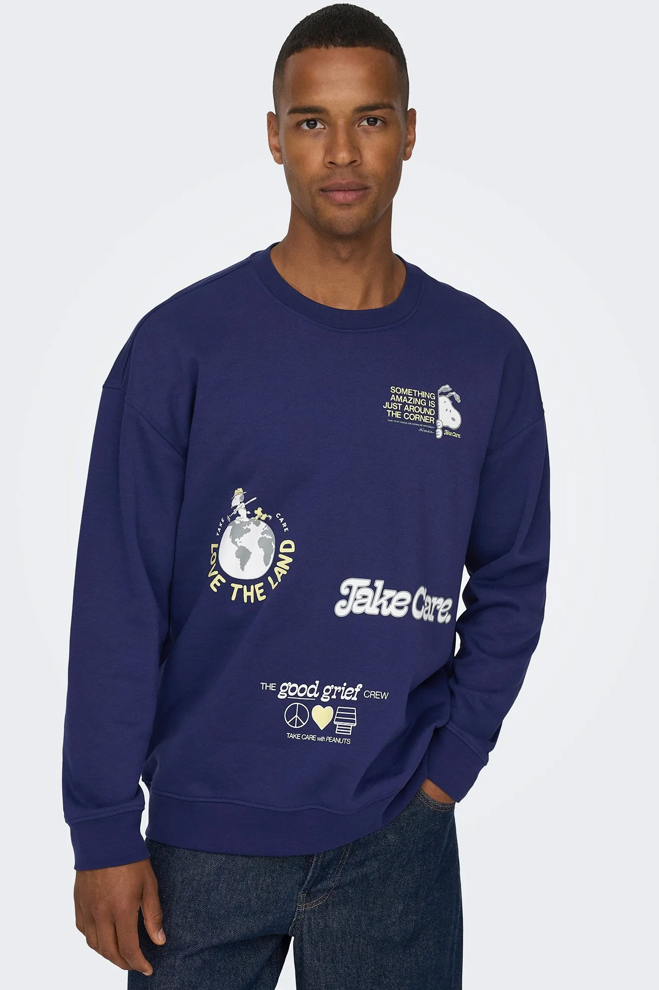 Only & Sons Sudadera estampada cuello redondo Snoopy