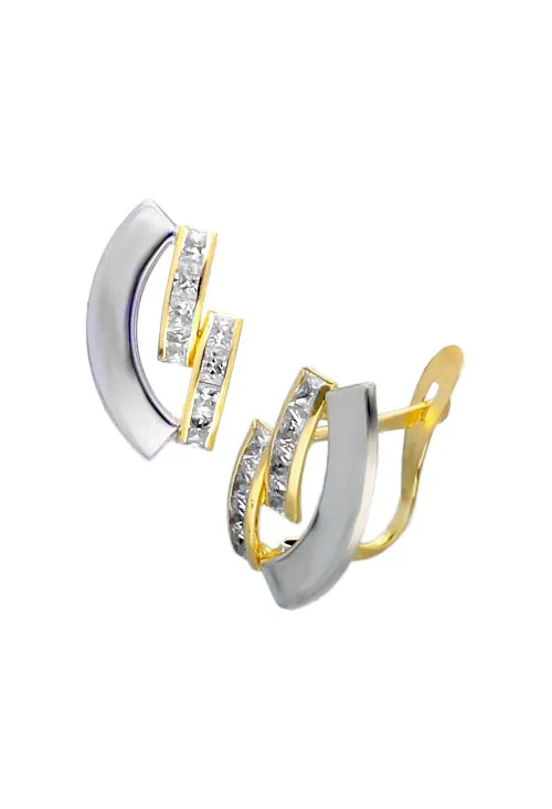 Pendientes oro bicolor 18k con circonitas 030_3619
