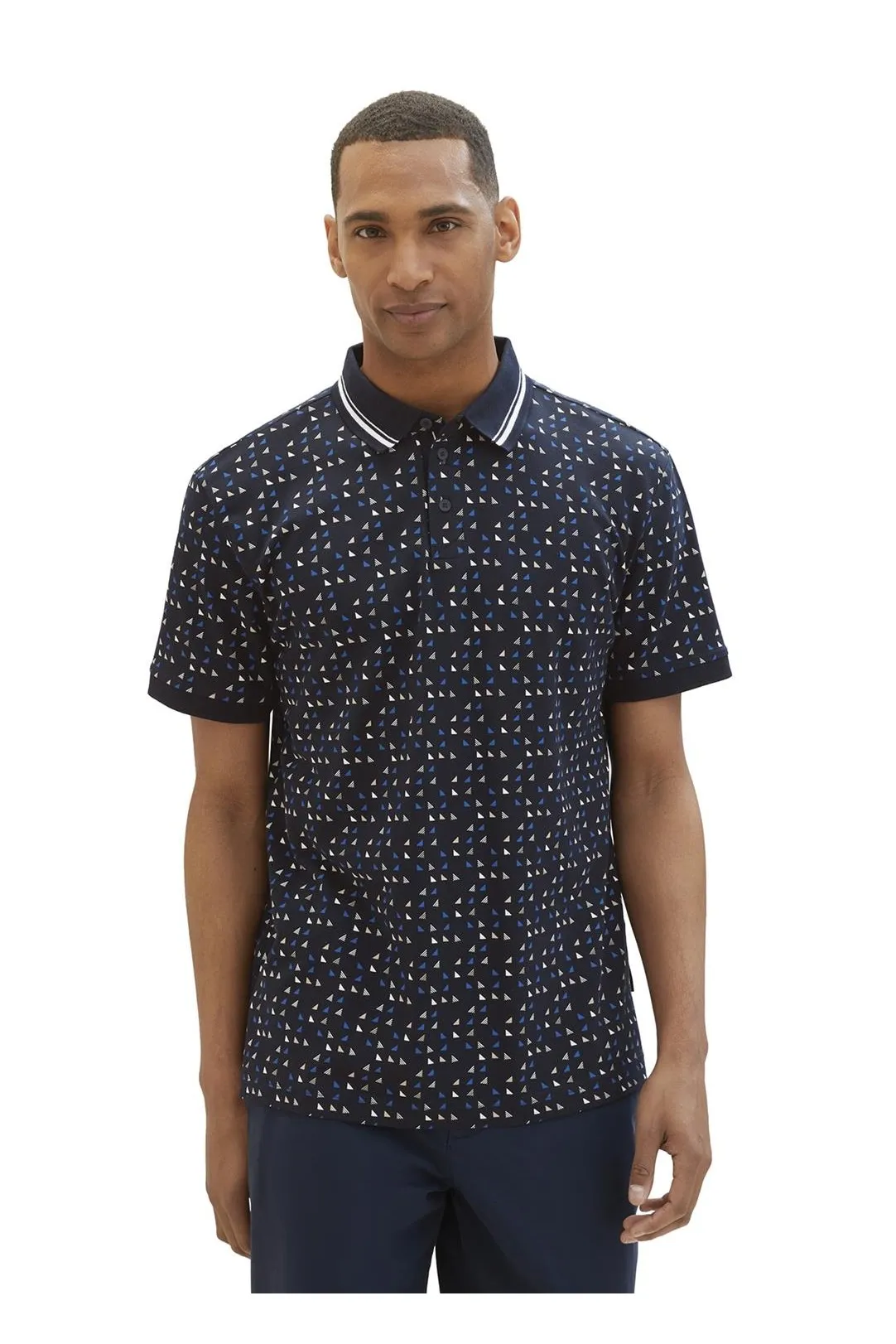 POLO GEOMÉTRICO TOM TAILOR AZUL
