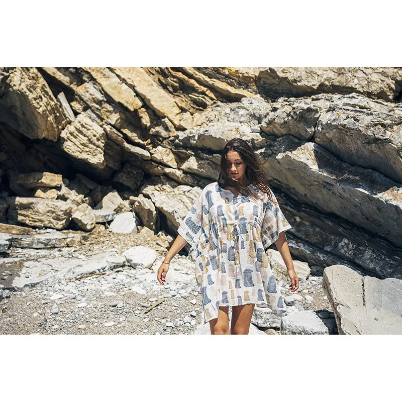 Poncho para la playa en motivo marinero