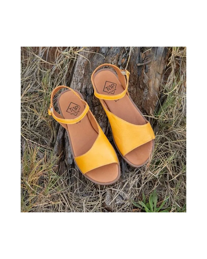 Sandalia de piel plana 21615 blanca TOP3SHOES