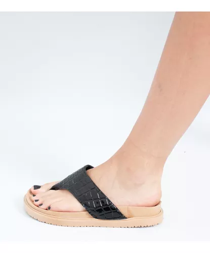 Sandalias Ojotas Mujer Liviana Moda Verano Negro  Art-450