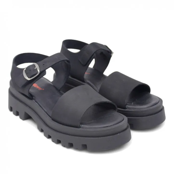 Sandalias plataformas Redlove Teresa chunky negras con banda frontal y hebilla