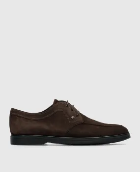 Stefano Ricci Brown suede derbies with logo