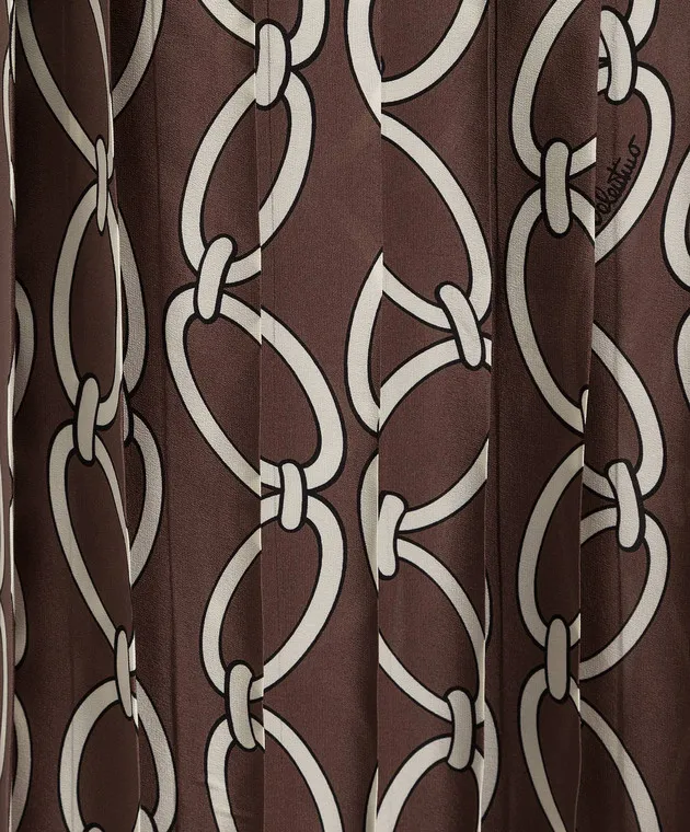 Valentino Chain 1967 printed silk pleated skirt in brown