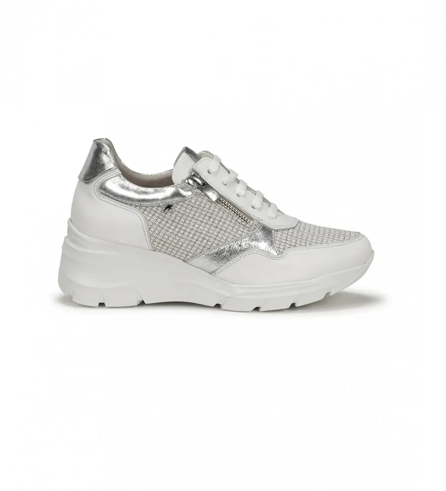 Zapatillas de Piel Olas gris -Altura cuña 6cm-